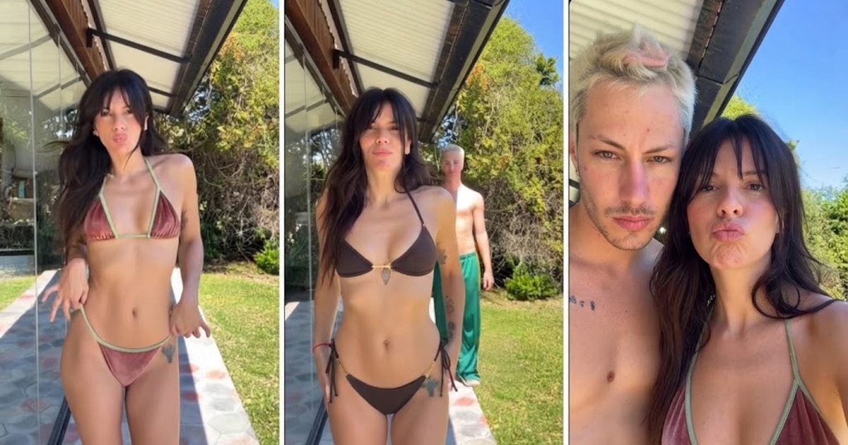 Gimena Accardi muestra su colección de bikinis y termina bailando con Seven Kayne en un video espontáneo