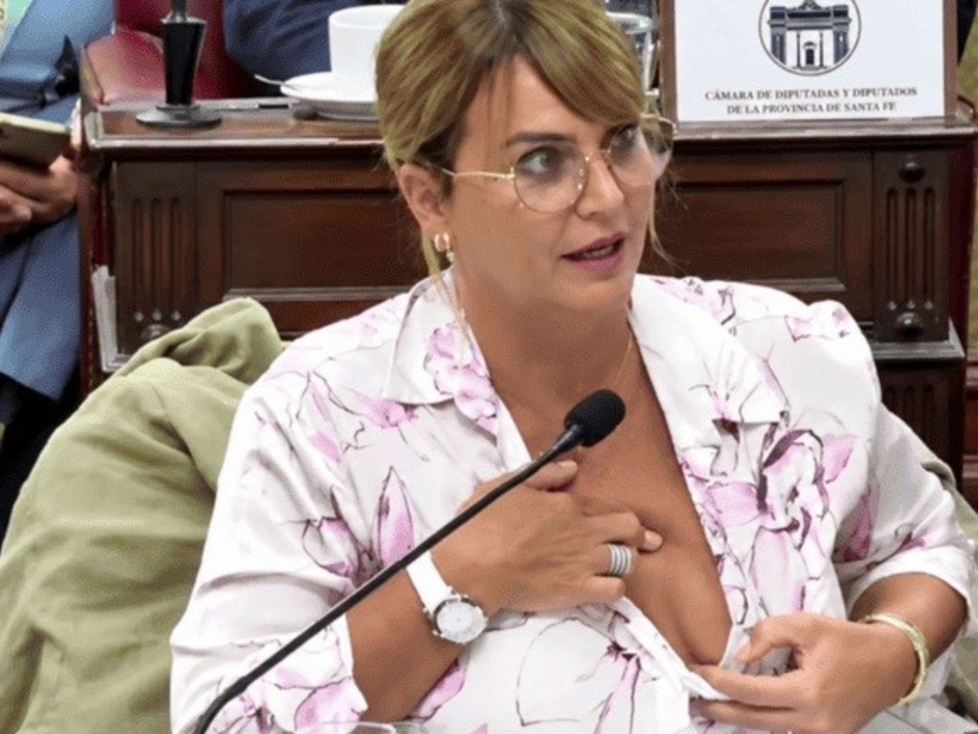 Amalia Granata mostró su seno en sesión para explicar ausencia por punción mamaria